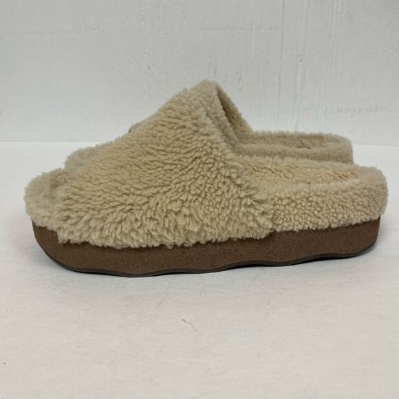Chloe Luminous Ochre Wavy Shearling Slides Size 39 - Picture 5 of 11